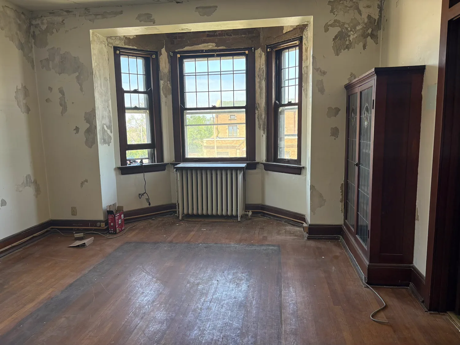 The former rectory of the Immaculate Conception parish has peeling paint.