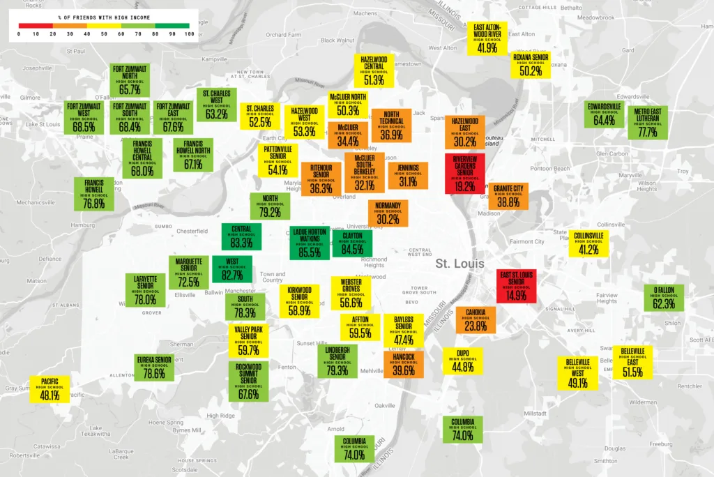 Economic Connectedness Map St. Louis Region High Schools