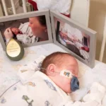 Amanda Loucks’ son, Ean, sleeping with remembrance items of his twin brother, Wyatt.