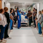 A community of hospital staff stands together, supporting families through life’s most critical moments.